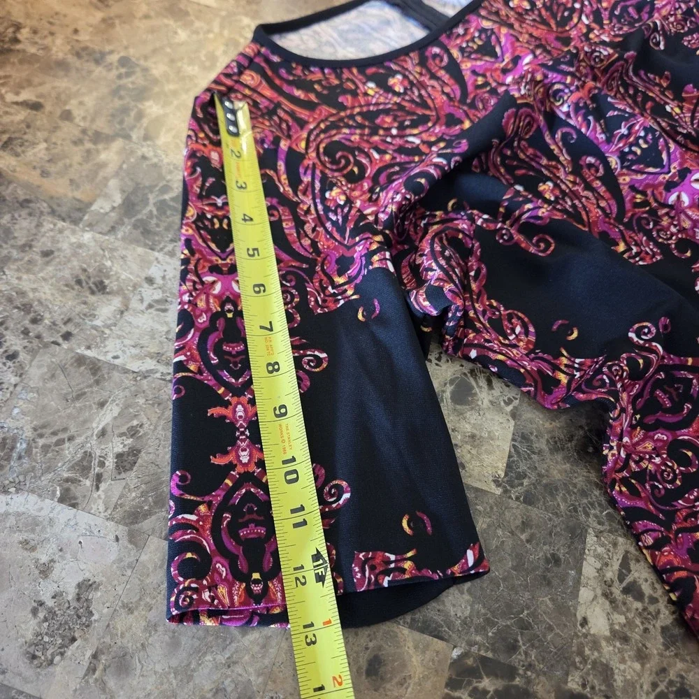 Chico's sz 2 or Large black geo print knee length‎ dress artsy chic boho career
